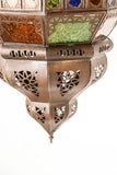 Moroccan Hanging Glass Lantern Moorish Metal Light Fixture with Stained Glass