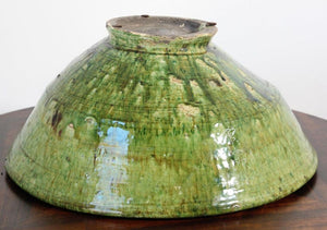 Moroccan Berber Tamgroute Terracotta Green Glazed Bowl