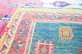 1960s Moroccan Berber Rug in Royal Blue, Pink and Orange Colors