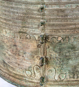 Southeast Burmese Bronze Asian Rain Drum Side Table 30 in. diameter