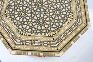 Egyptian Octagonal Side Table Islamic Moorish Tilt-Top Inlaid Table 1950s