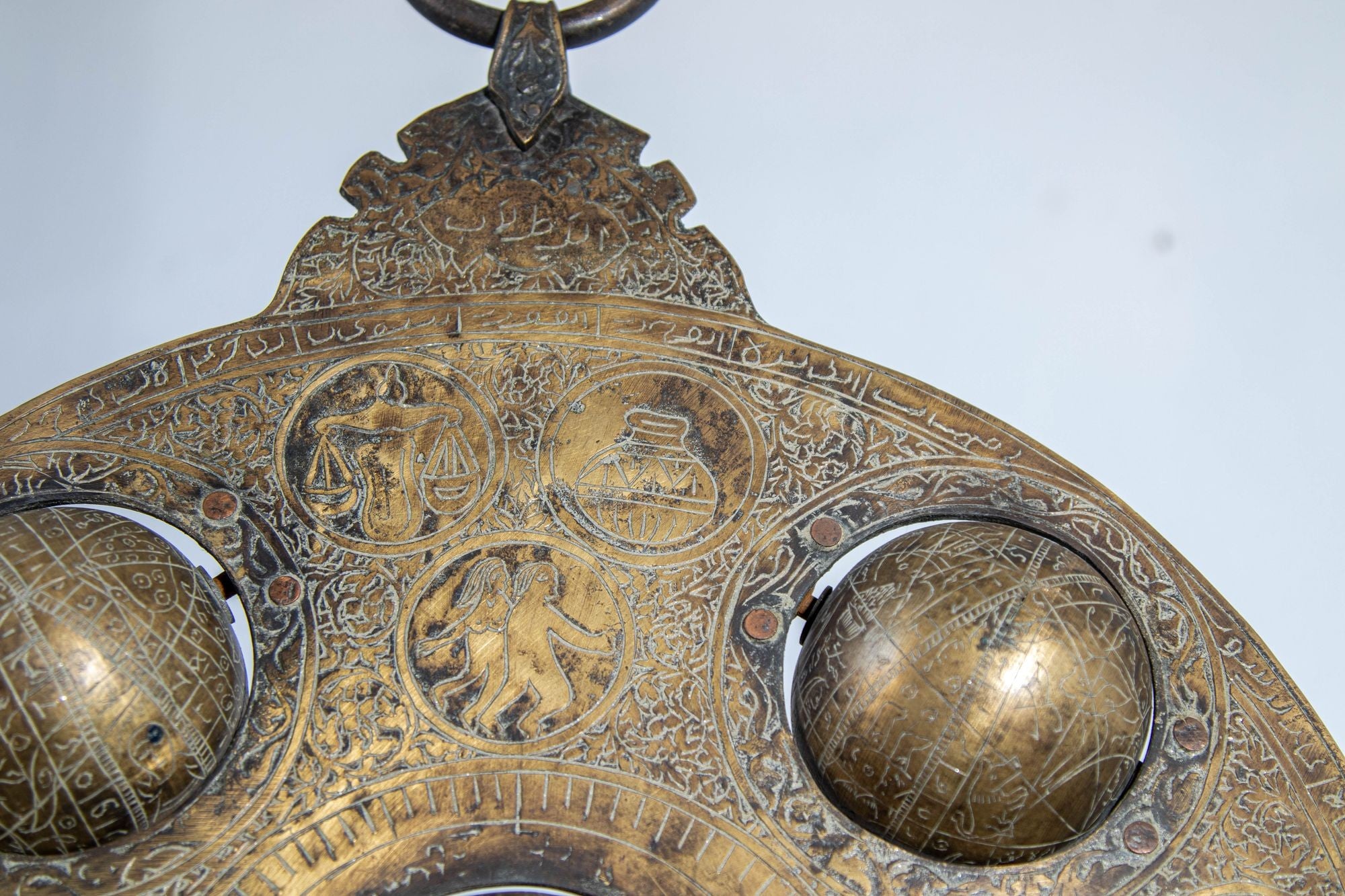 Islamic Cast Bronze Astrolabe with Five Celestial Globes Astronomical Instrument