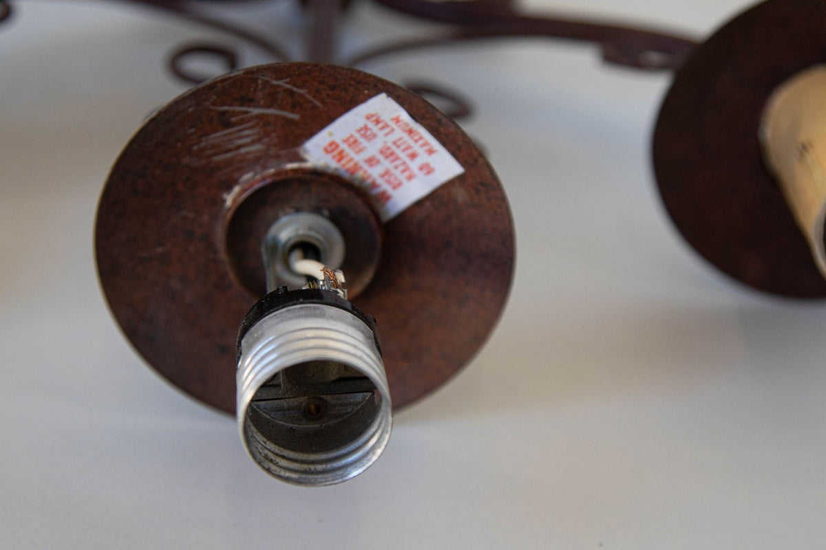 Pair of Vintage Spanish Revival Wrought-Iron Three-Light Wall Sconces — detail view 3