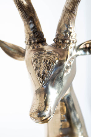 Large Brass Recumbent Deer Sculpture 1960s Hollywood Regency Style