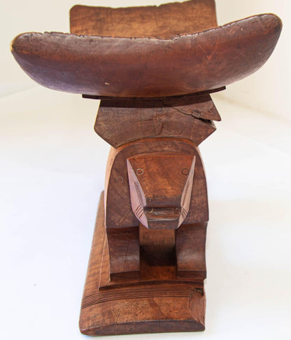 Antique Ghanian Ashanti Style Stool with Leopard Carved, Africa — additional view 19