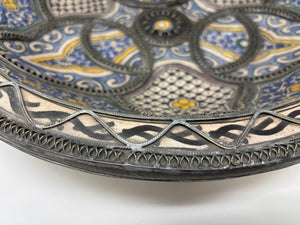 Antique Moroccan Moorish Handcrafted Ceramic Bowl Dish from Fez