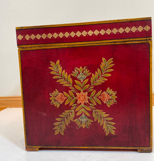 Moroccan Hand Painted Decorative Storage Trunk Chest Side Table