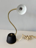 Mid-Century Modern Brass Gooseneck Desk Lamp, Black & Gold, USA, circa 1950s