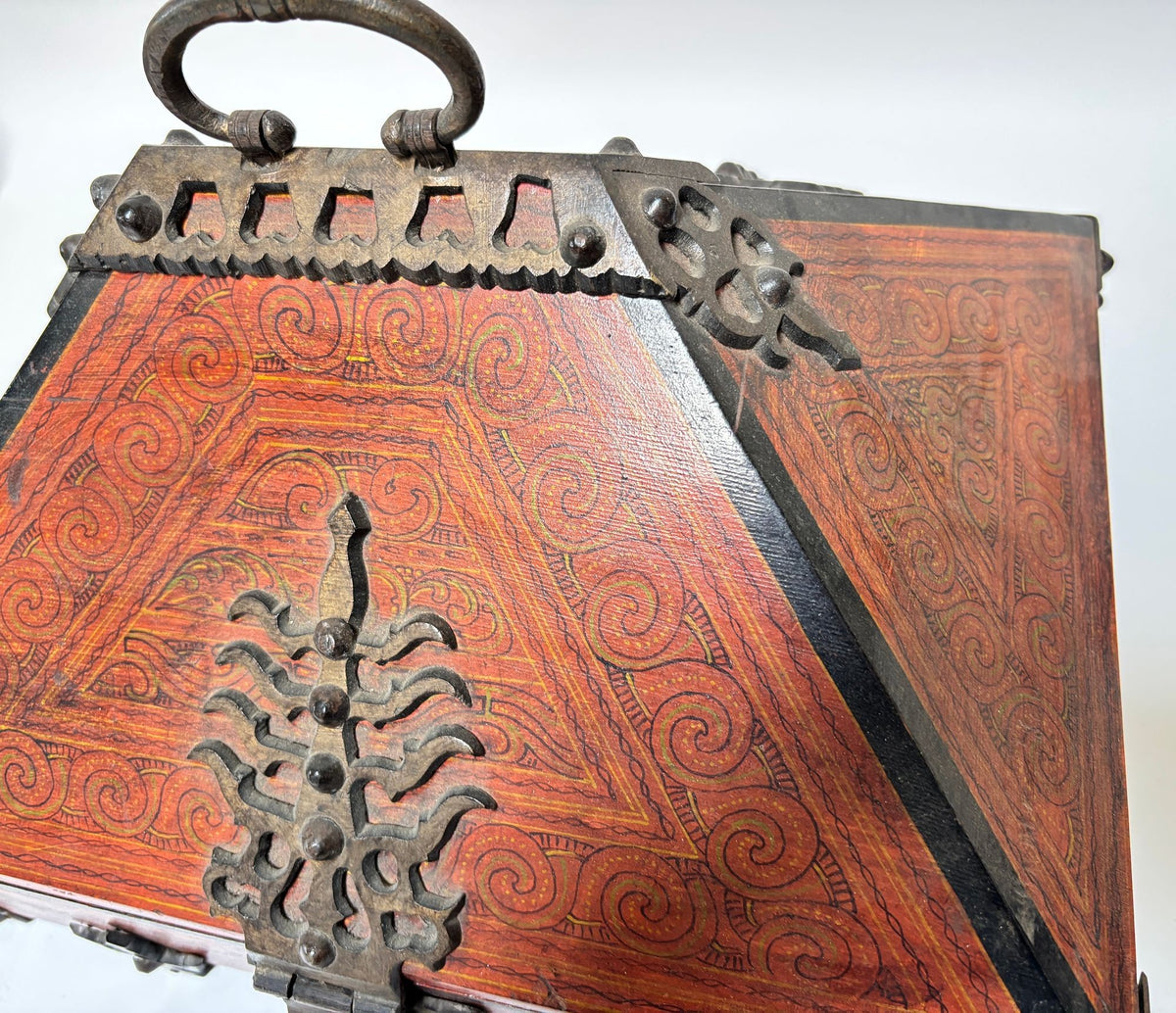 Vintage Netturpetti Brass-Mounted Teak Dowry Jewelry Box, Kerala, India, 1950