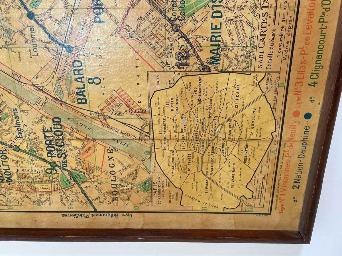 Vintage Paris Metro Map Print, Framed Mid-20th Century Artwork — additional view 19