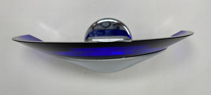 Postmodern Italian Cobalt Blue Murano Glass & Chrome Wall Sconce, 1980s 1 of 7