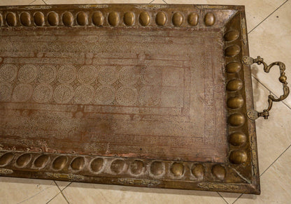 Monumental Mughal Brass and Copper Calligraphy Tray Table, India, circa 1920 — detail view 20