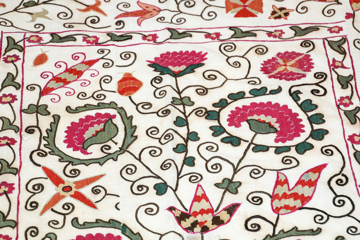 19th C. Suzani Bukhara Uzbekistan Antique Embroidered Islamic Art Textile Susani