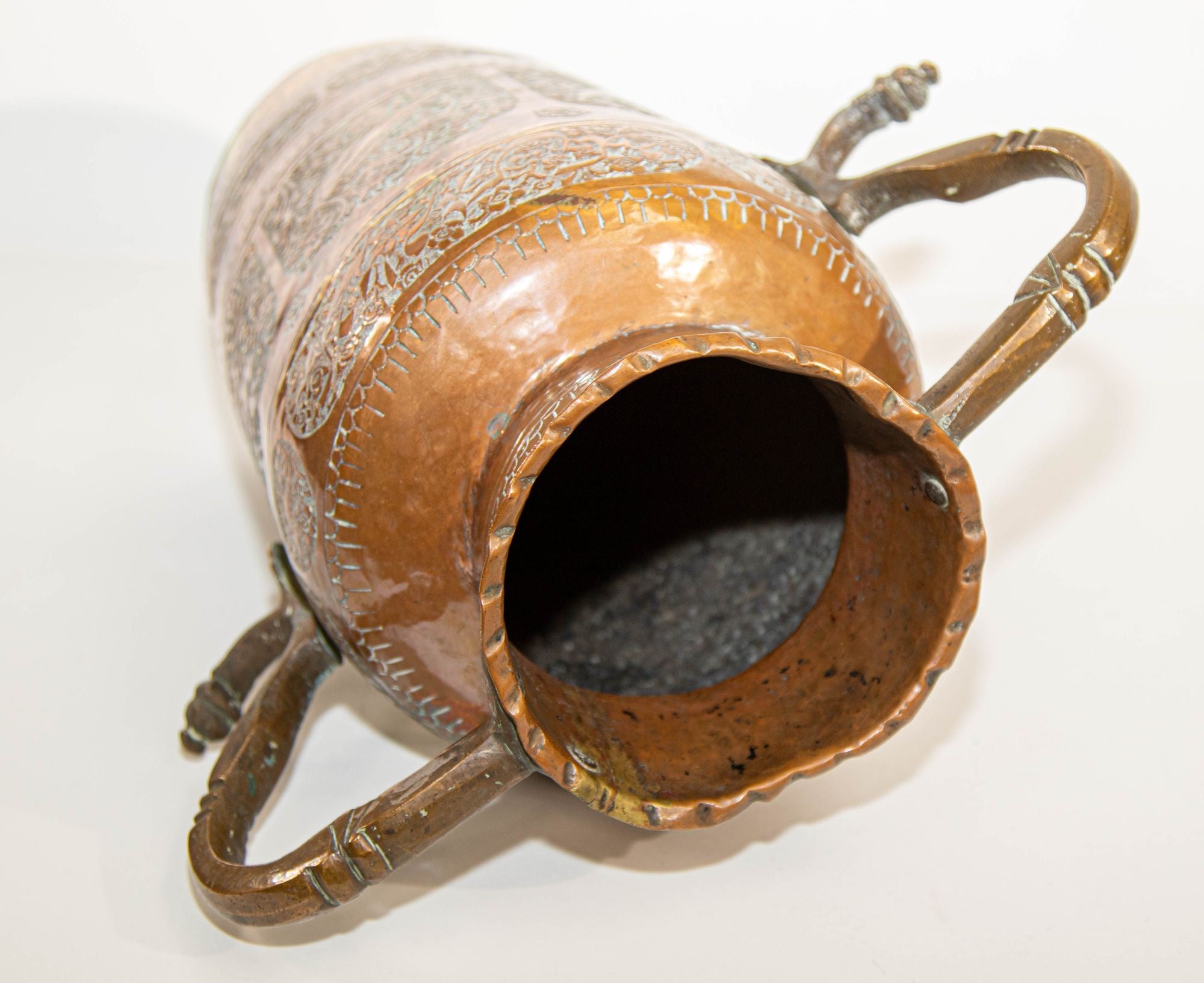 Antique Middle Eastern Islamic Copper Vase with Handles