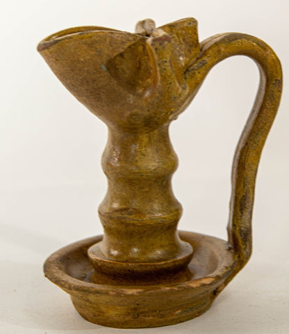 Antique Islamic Persian Nishapur Style Ceramic Glazed Oil Lamp