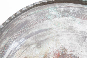 Antique Large Tinned Copper Ottoman Turkish Circular Tray