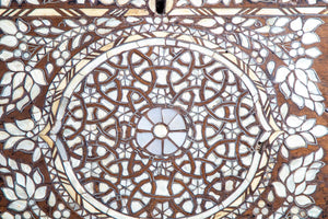 Antique Syrian Mother of Pearl Inlay Dowry Trunk 19th C.