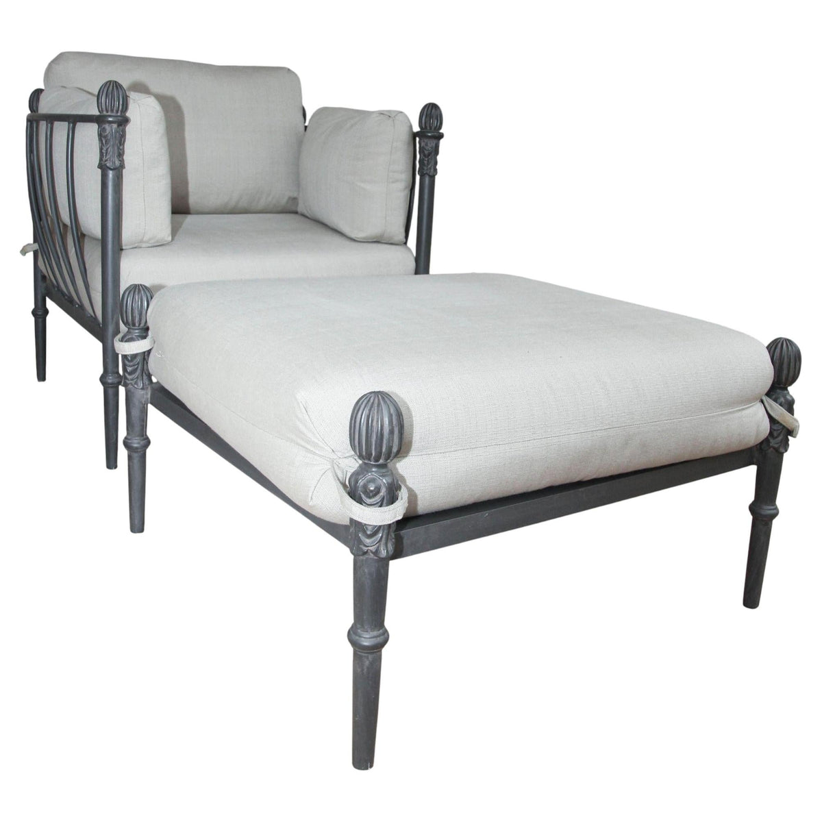 Michael Taylor Style Montecito Bronze Aluminum Lounge Chair & Ottoman, 1980s — detail view 2