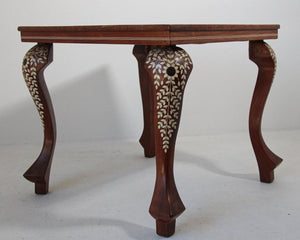 Anglo Indian Mughal Teak Inlaid Square Side Table