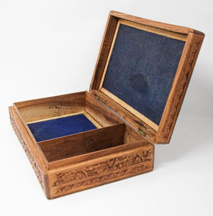 Anglo Raj Hand Carved Wooden Decorative Jewelry Box