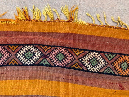 Vintage Hand-Woven Berber Kilim Rug by Moroccan Artisans, 6.5x10 ft