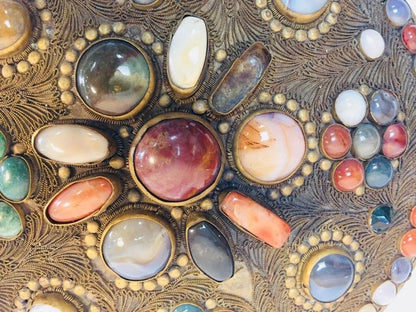 Vintage Agate Inlaid Moorish Wedding Jewelry Dressing Box