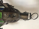 Moroccan Handcrafted Moorish Pendant Lantern with Multi-Color Glass