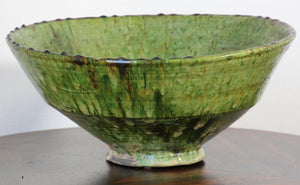 Moroccan Berber Tamgroute Terracotta Green Glazed Bowl