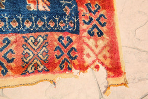 1960s Vintage Moroccan Tribal African Rug Indigo and Burnt Orange