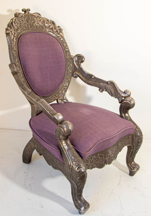 Anglo Indian Armchair Throne Silver Embossed Throne 19th Century