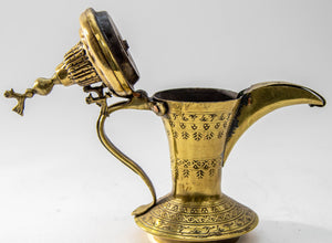 Antique Islamic Dallah Arabic Turkish Brass Coffee Pot or Tea Pot
