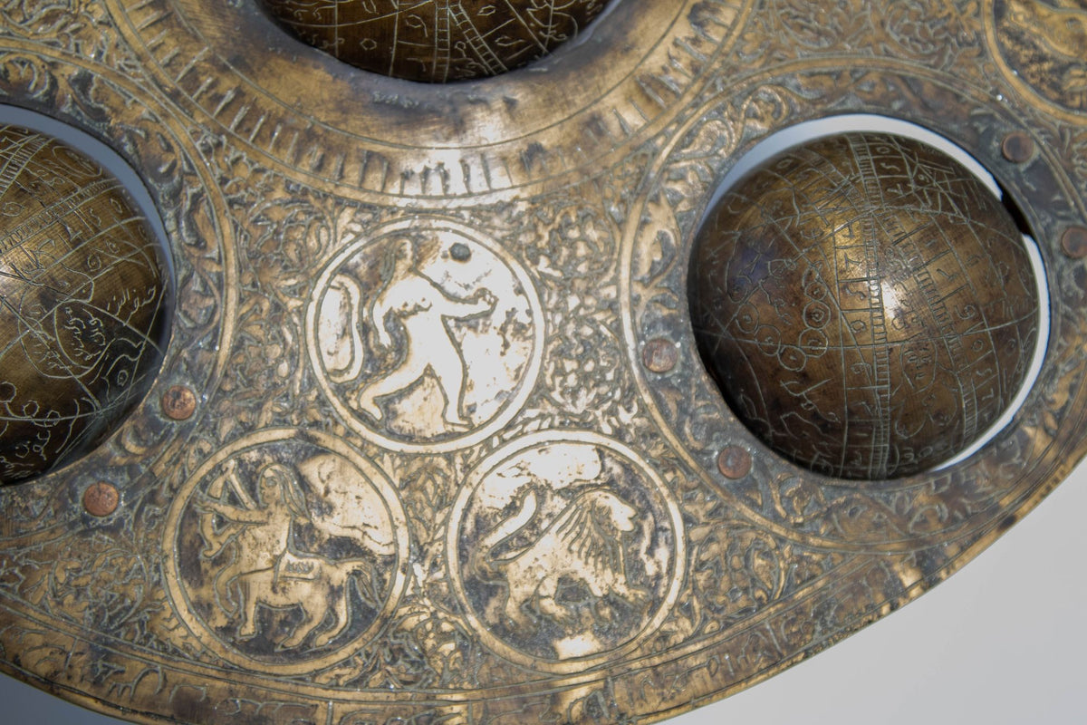 Islamic Cast Bronze Astrolabe with Five Celestial Globes Astronomical Instrument