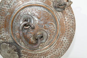 Antique South Asian Round Copper Bronze Box with Lid from India 19th C.