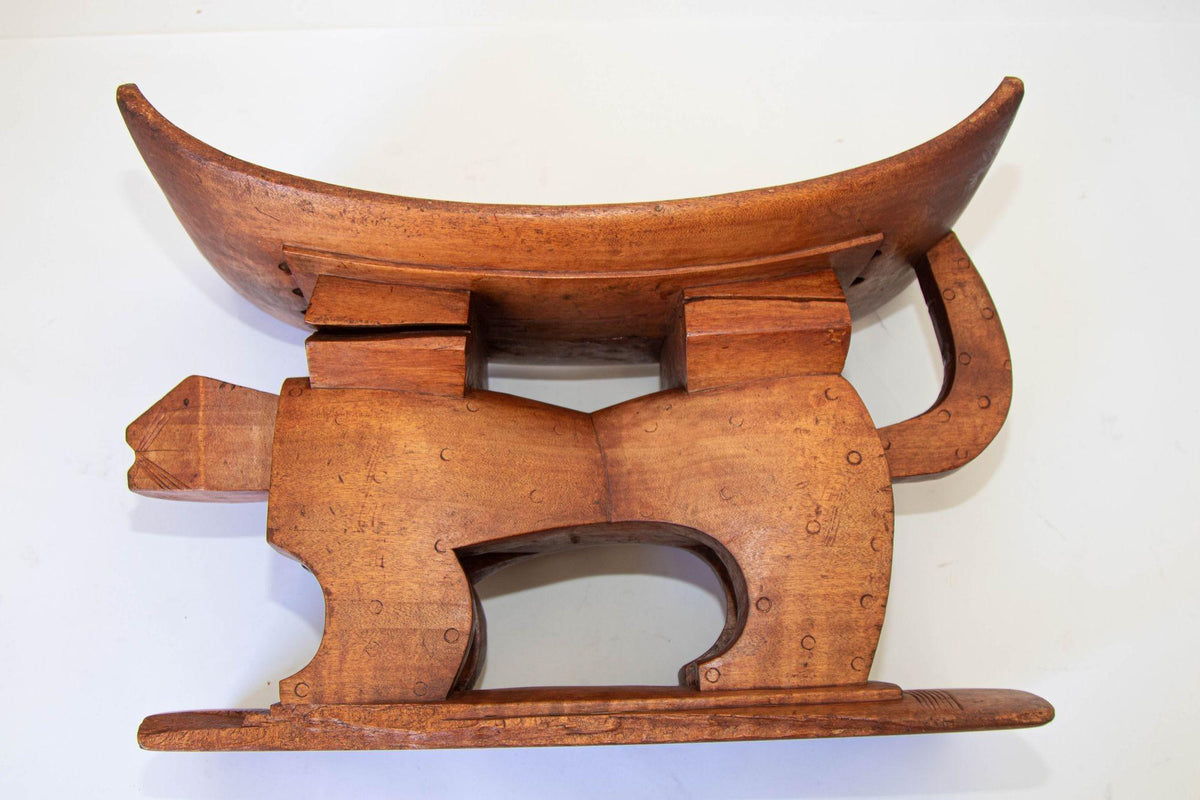 Antique Ghanian Ashanti Style Stool with Leopard Carved, Africa — additional view 20