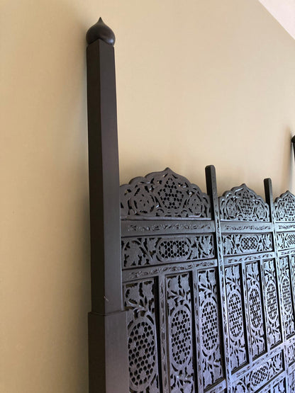 Hand-Carved Indo-Portuguese Moorish Queen Four-Poster Bed, India, 2000