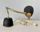 Mid-Century Modern Brass Gooseneck Desk Lamp, Black & Gold, USA, circa 1950s