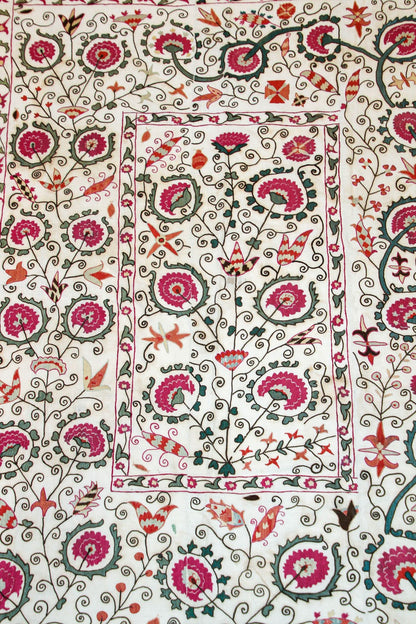 19th C. Suzani Bukhara Uzbekistan Antique Embroidered Islamic Art Textile Susani