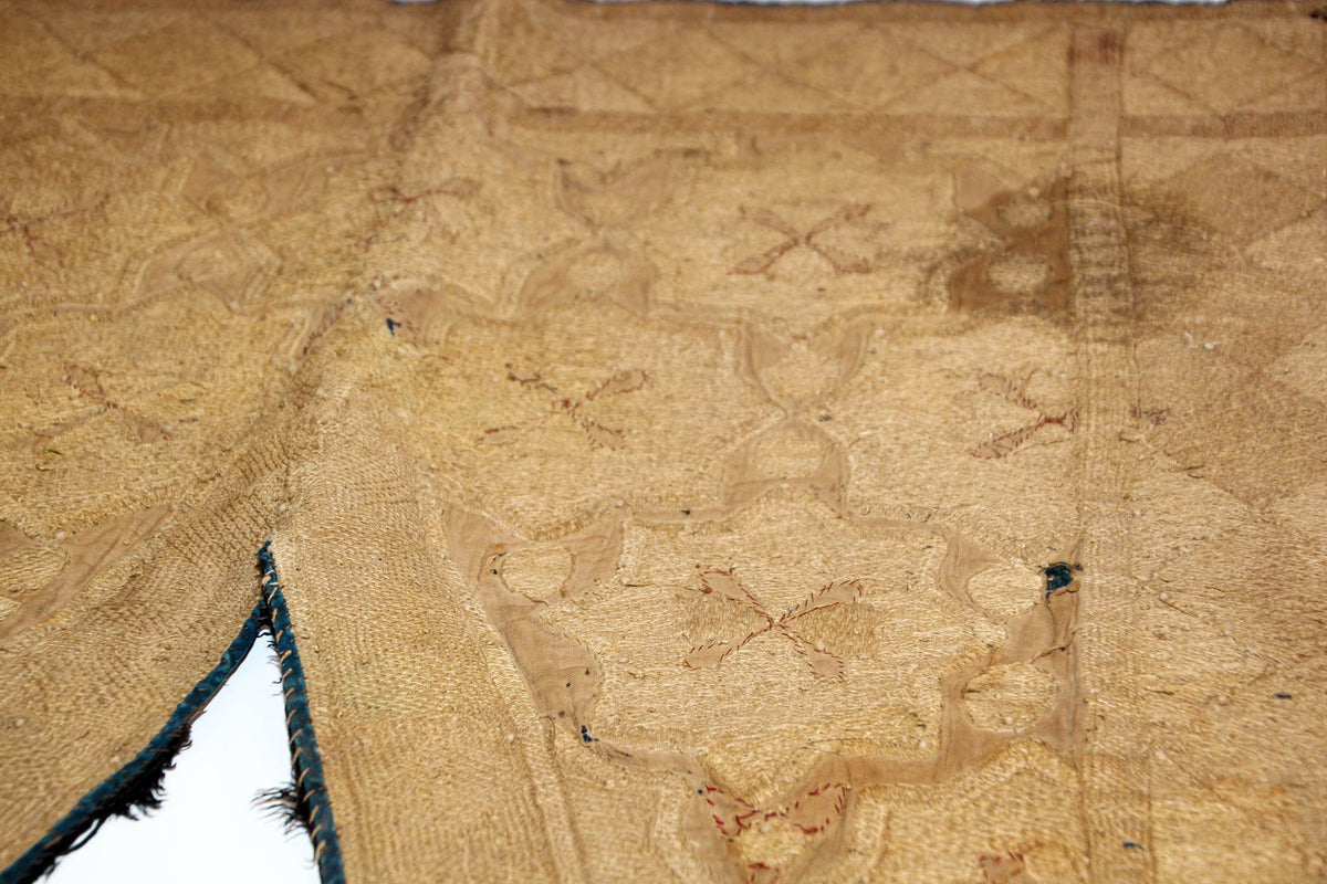Antique Islamic Art Ottoman Metallic Threads Arched Fragment Textile 19th c.