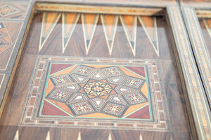 Moroccan Inlaid Card Chess Backgammon Game Table 1950