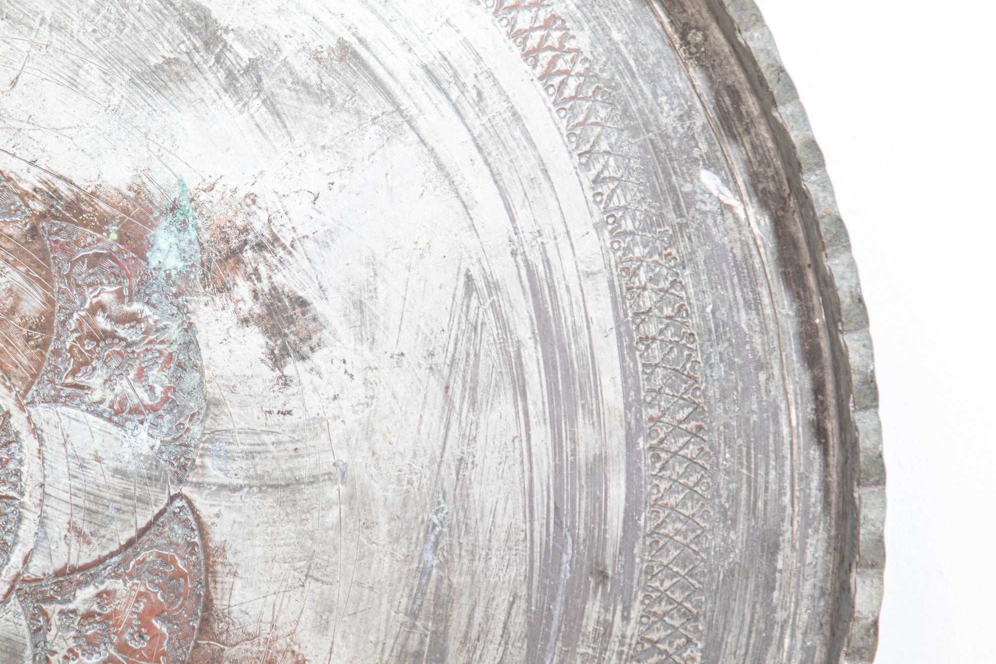 Antique Large Tinned Copper Ottoman Turkish Circular Tray