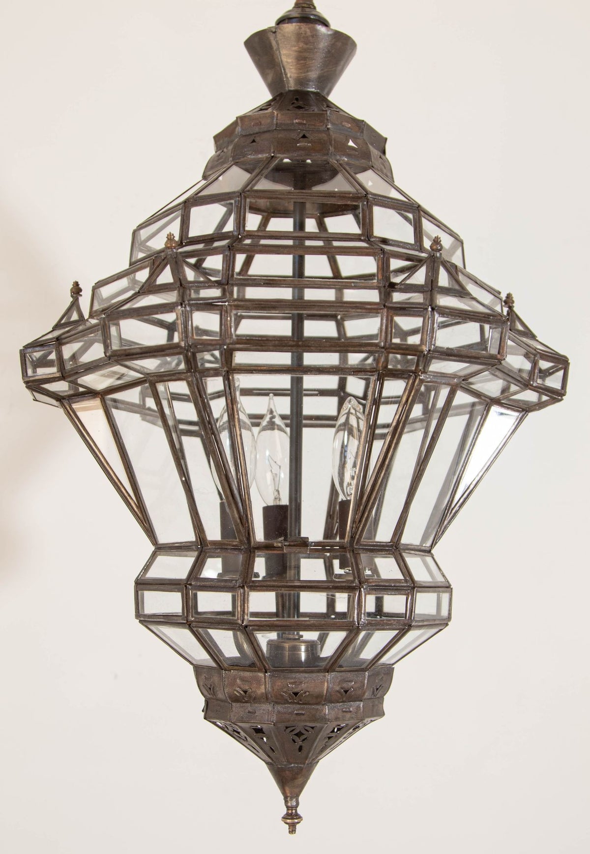 Vintage Moroccan Clear Glass Lantern Moorish Granada Spanish Style