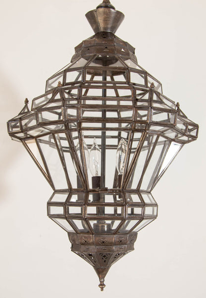 Vintage Moroccan Clear Glass Lantern Moorish Granada Spanish Style