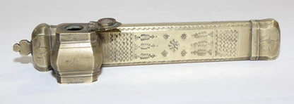 Antique Brass Qalamdan Inkwell, Moorish Design, Egypt, 1880