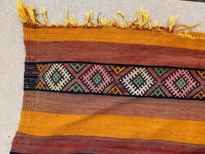 1960s Vintage Flat-Weave Berber Moroccan Rug