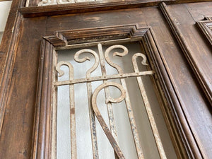 Set of French Painted Double Entry Door with Iron Insert
