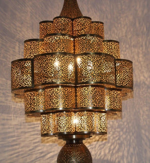 Large Moroccan Brass Chandelier Moorish Alhambra