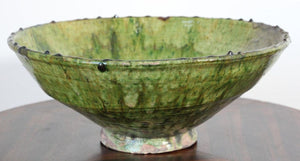 Moroccan Berber Tamgroute Terracotta Green Glazed Bowl
