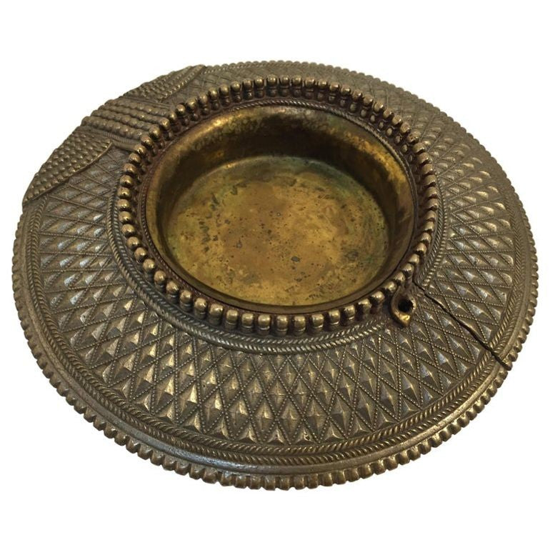Antique Indian Dhokra Tribal Brass Anklet Repurposed as Catchall, circa 1920
