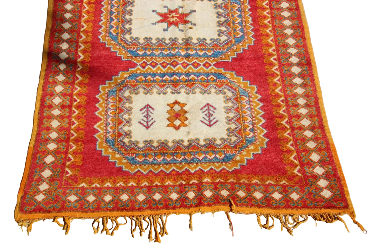 Vintage Moroccan Orange Berber Rug, Hand-Knotted Wool, 1960