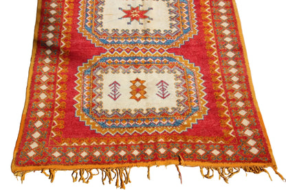 Vintage Moroccan Orange Berber Rug, Hand-Knotted Wool, 1960